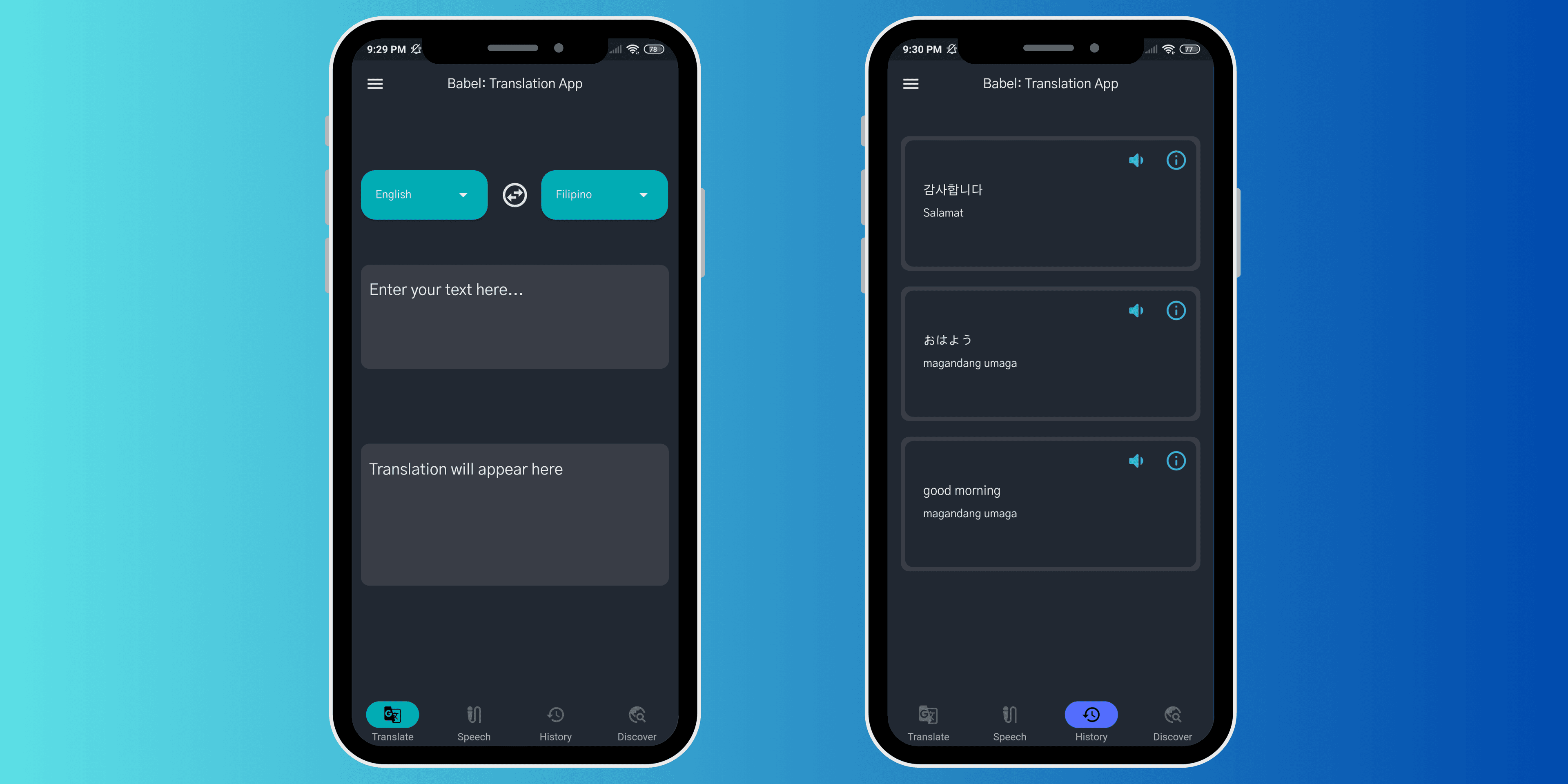 Babel Mobile Language Translator